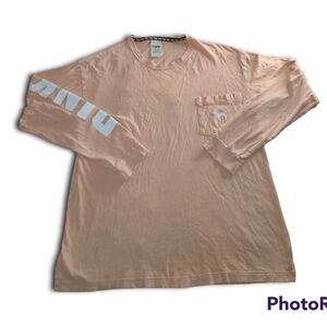 𝅺VS PINK Orange White Long-Sleeved Campus Tee